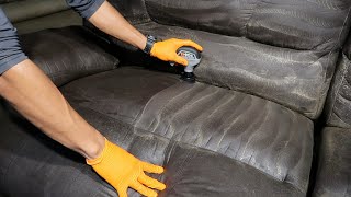 DEEP CLEANING a FILTHY sofa  Satisfying upholstery cleaning [upl. by Esiuol]