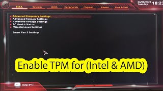 How to enable tpm in bios gigabyte Intel and AMD [upl. by Ydorb]