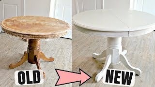 How To Refinish A Wooden Table With Chalk Paint  DIY [upl. by Ihpen]