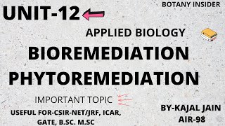 Unit12 Applied Biology  Bioremediation  Phytoremediation  Detailed  CSIRNET JRF [upl. by Edouard]