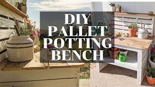 DIY PALLET FURNITURE  POTTING BENCH [upl. by Shelbi]