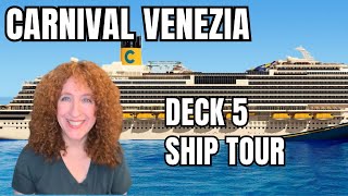 Carnival Venezia TOUR Deck 5  Restaurants Bars Theater Atrium Shops More [upl. by Rettig]