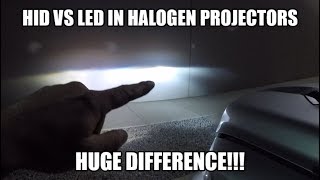 LED vs HID in Factory Halogen Projector Headlights [upl. by Aicemak511]