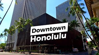 Downtown  Honolulu  Walking Tour  4K [upl. by Sweatt]