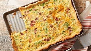 BaconCheddar Slab Quiche  Pillsbury Recipe [upl. by Alvinia]