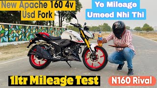 Tvs Apache 160 4v Usd Fork Mileage Test  Apache Rtr 160 Usd Suspension 1 Ltr Mileage Test N160 [upl. by Portia]