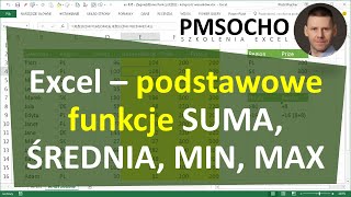 EXCEL  Podstawowe funkcje SUMA ŚREDNIA MIN MAX [upl. by Juliane]