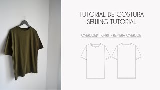 Sewing tutorial oversized tshirt  Tutorial de costura remera oversize  Mercadito de moldes [upl. by Aevin]