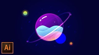 Glass Planet Vector Illustration – Adobe Illustrator Tutorial [upl. by Jos]