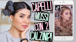 CAPELLI MOSSI SENZA CALORE CON 2 CALZINI SEGUO I TUTORIAL DI TIK TOK 😱  Adriana Spink [upl. by Shere]