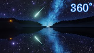 【360°動画】流れ星と天の川が見える湖 星空癒し4K VR [upl. by Lahcear583]