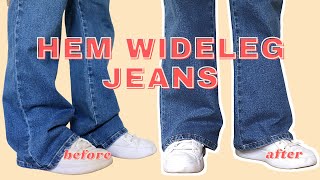 How to Hem Flared Jeans with Original Hem  LYDIA NAOMI [upl. by Aseiram]