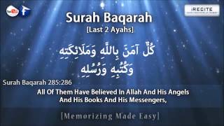 Surah Baqarah Last 2 Verses  Sheikh Ziyad Patel  Memorizing Made Easy  1080pᴴᴰ [upl. by Byran22]