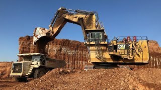 Caterpillar 6040 Excavator Loading Terex Dumpers And Operator View [upl. by Eseekram]