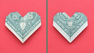 MONEY DOUBLESIDED HEART  Two options  Dollar Origami for Valentines Day  Tutorial by NProkuda [upl. by Ruelle]