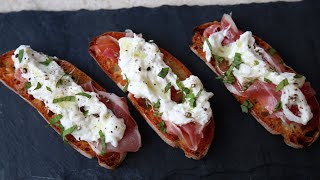 Best Burrata amp Prosciutto Crostini  SAM THE COOKING GUY [upl. by Tersina]