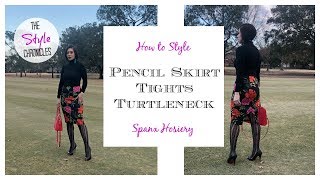 Pencil Skirt amp Tights OOTD  How to Style [upl. by Neellok]