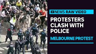 Lockdown protesters clash with police in Melbourne  ABC News [upl. by Brost]