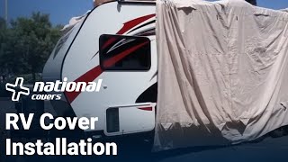 How to Install a Travel Trailer or RV Cover  National Covers [upl. by Goulder120]