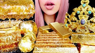 ASMR Edible Gold Crown Honeycomb Chocolate Bars  Eating Sounds [upl. by Nnaarat]