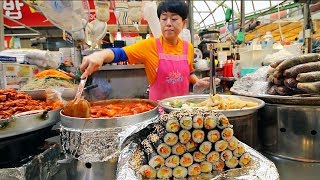 KOREAN STREET FOOD  Gwangjang Market Street Food Tour in Seoul South Korea  BEST Spicy Korean Food [upl. by Schmidt]