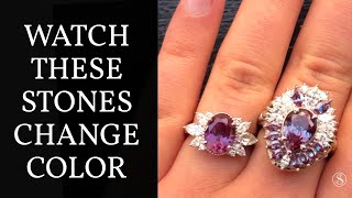 Alexandrite Color Change Video Gemstones Changing Colors Under Different Lights [upl. by Alban345]