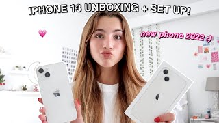 IPHONE 13 UNBOXING  SET UP 2022 white new iphone [upl. by Anastasius893]