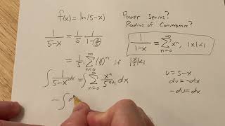 Find the Power Series Representation of ln5  x and the Radius of Convergence [upl. by Suhsoj107]