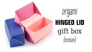 Origami Hinged Gift Box Tutorial  Paper Kawaii [upl. by Anelram]