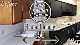 DIY Rental Kitchen MAKEOVER Under 50  DIY MARBLE COUNTER TOPS  AFFORDABLE Kitchen UPGRADE  2020 [upl. by Eirdua]