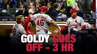 Goldschmidt slugs three homers vs Brewers [upl. by Nirehtac72]