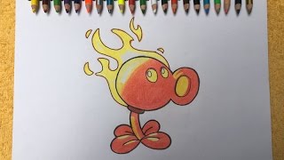 Plants Vs Zombies 2 Como Dibujar a Lanzaguisante de Fuego [upl. by Tanny94]