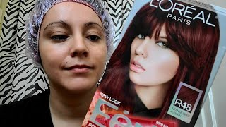 Dying my hair with Loreal Feria color R48 at home [upl. by Valsimot]