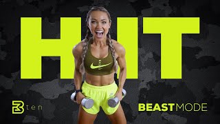 BEASTMODE HIGH INTENSITY  Dumbbell HIIT Cardio Workout  Day 10 [upl. by Nottarts436]