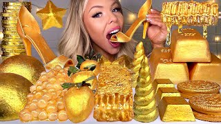 ASMR EDIBLE GOLD BARS 24 KARAT GOLD HONEYCOMB EDIBLE STILETTO UNICORN HORN JELLY MUKBANG 먹방 [upl. by Dduj]