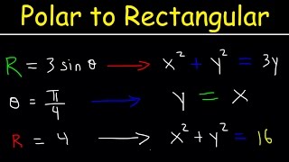 Polar Equations to Rectangular Equations Precalculus Examples and Practice Problems [upl. by Kcirdnekel]