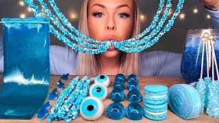 MOST POPULAR FOOD FOR ASMR BLUE FOOD SHEET JELLY BUTTERFLY TEA ROPE JELLY ROCK CANDY MUKBANG 먹방 [upl. by Abdel]