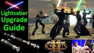 Star Wars KOTOR 2 Lightsaber Upgrade Guide  Lightsaber Build Walkthrough  Part amp Upgrade Overview [upl. by Icram]