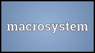 Macrosystem Meaning [upl. by Eryn]