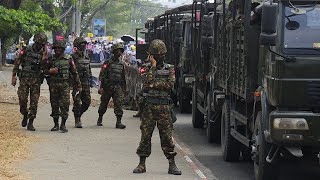 Myanmar Armoured vehicles seen in Yangon as Aung San Suu Kyis detention extended [upl. by Sana]