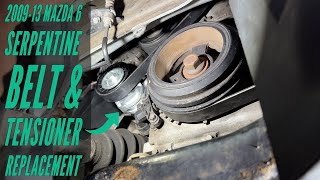 200913 Mazda 6 Serpentine Belt amp Tensioner Replacement HowTo [upl. by Evannia]