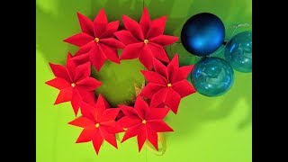 How to make a paper christmas wreath  Paper Christmas Decorations DIY [upl. by Jochebed613]