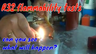 R32 flammability tests what will happen if the refrigerant r32 is burned [upl. by Lilhak]