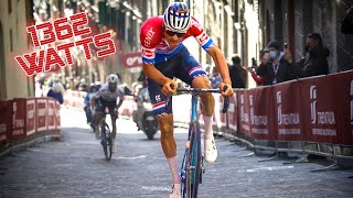 Mathieu van der Poel INSANE POWER DATA at Strade Bianche 2021 [upl. by Harhay654]