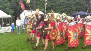 Roman Reenactment at the Amphitheatre in Caerleon Marching In [upl. by Ulphia]