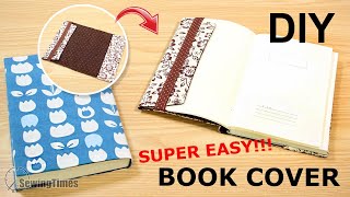 DIY EASY BOOK COVER  How to make a book sleeve of any sizes sewingtimes [upl. by Saval760]