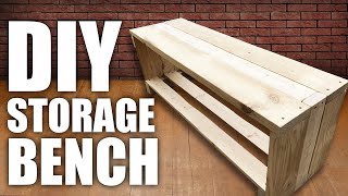 DIY Shoe Storage Bench  Beginner Woodworking Project [upl. by Weiser482]