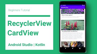 RecyclerView with CardView  Kotlin  Android Studio [upl. by Arihk]