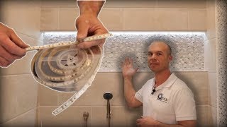 How to Install LED Lights In Shower Niche  ACTUAL JOB [upl. by Lucic780]