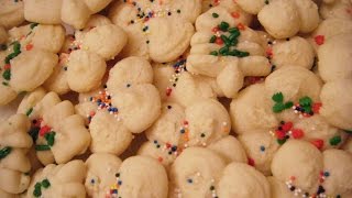 BUTTERY CREAM CHEESE SPRITZ COOKIES Cookie Press how to [upl. by Magnien]